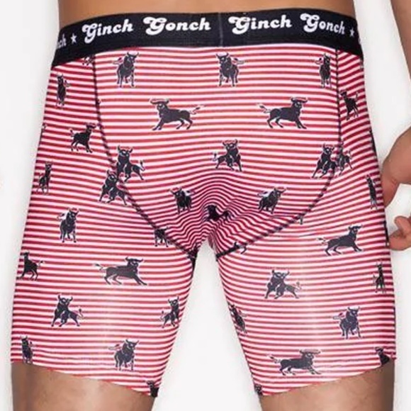 Ginch Gonch Boxer Brief Statement Graphic Underwear Long Leg Stripe Wild Bulls - Picture 5 of 9
